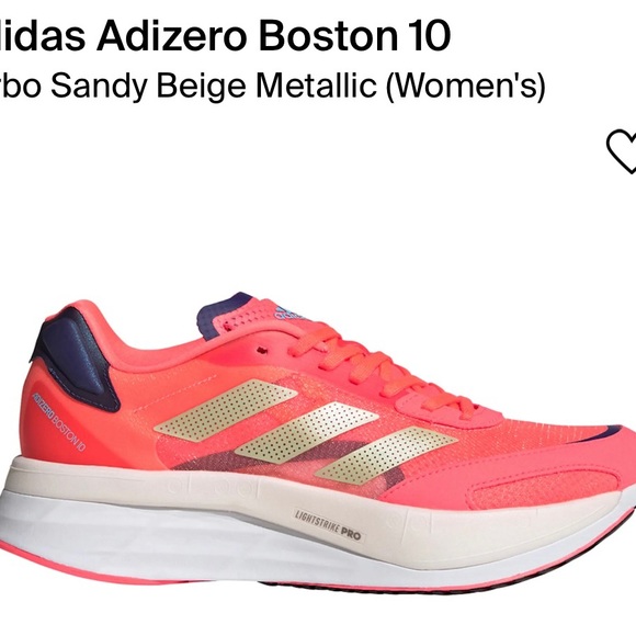 Brand New Women's Adizero Boston 10 Turbo Sandy Beige Metallic - Picture 3 of 3